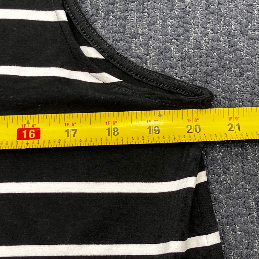 J. Jill Wearever Black White Striped V-Neck Sleeveless Pocket Shift Dress M - Picture 6 of 7